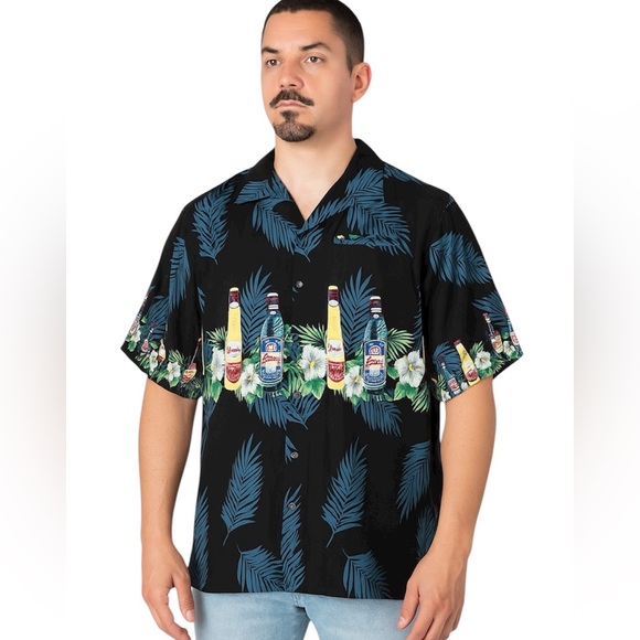 Pacific & Co Tropical Beer Blue Button Down Shirt Size: XL - Picture 8 of 8